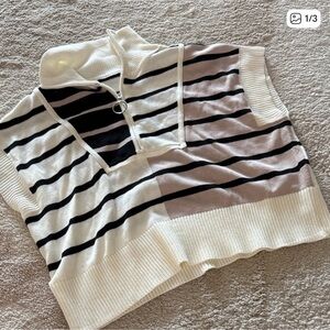 Striped Black and Cream Women's Top